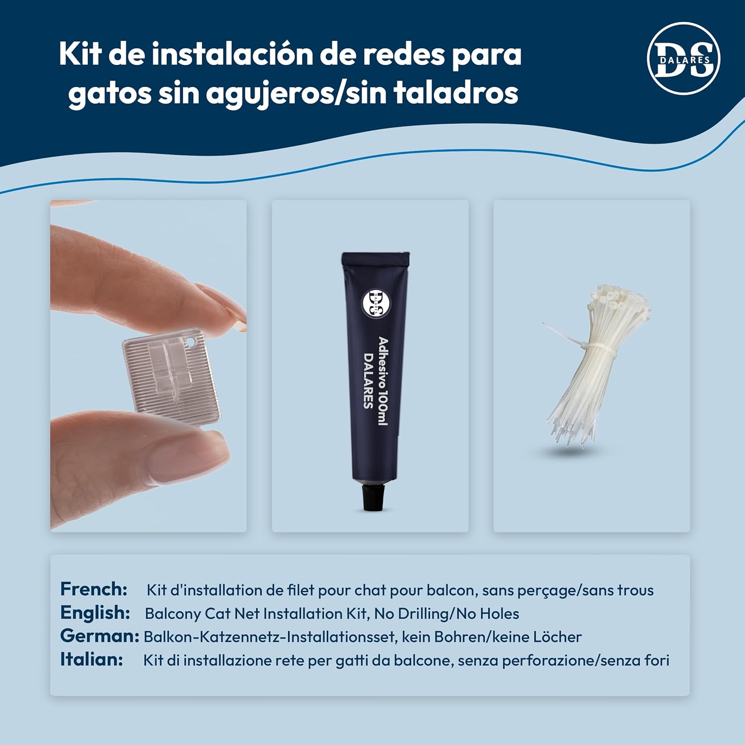 Kit Fijación de Red para Gatos Sin Taladro