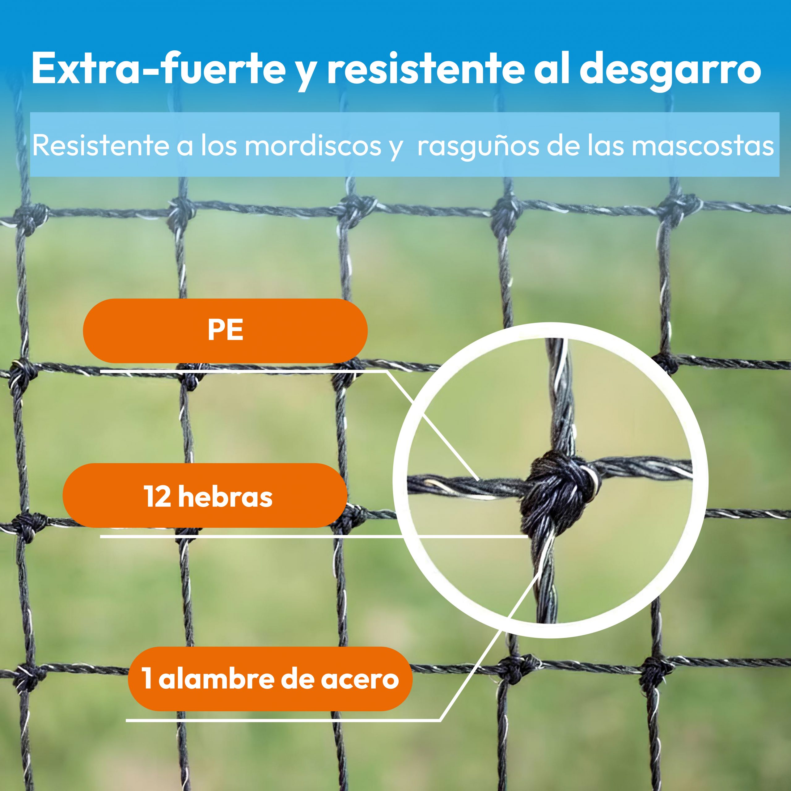 Red de Gatos Reforzada 4x3m Negro | Desenrollada y Revisada - Imagen 5